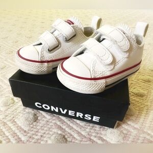 Converse - White and Red Velcro Canvas Sneakers Infant Size 3